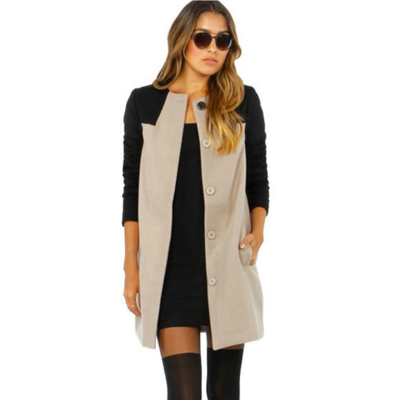 BB Dakota Jackets & Blazers - BB Dakota Hana Coat XS Black & Taupe Gobi Color-Block